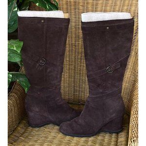 a.n.a Suede Leather Wedge Heel Boots